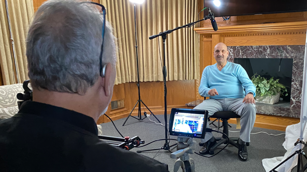 Behind-the-scenes look at a video business card shoot for a New Jersey real estate client by Full Armor Media Group.